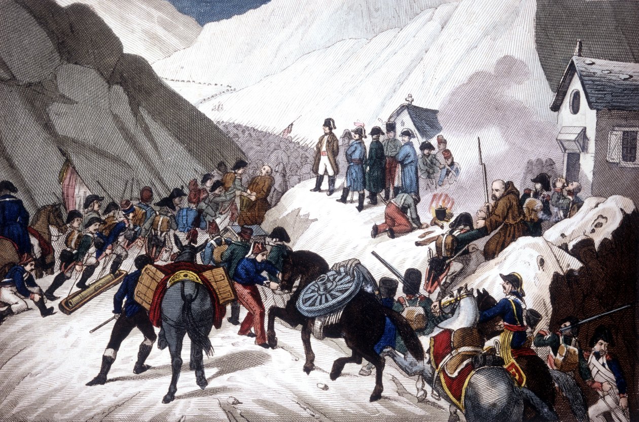 Abstieg von Napoleon Bonaparte in Italien: Überquerung des St. Bernhard-Passes von Unknown artist