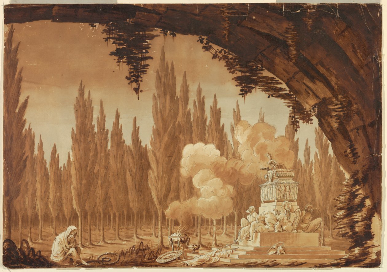 Entwurf für Dekoration, Grabmal in Holz von Unknown artist