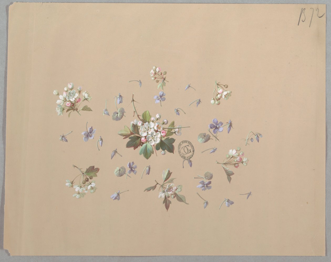 Entwurf für Tapeten und Textilien: Blumen von Unknown artist