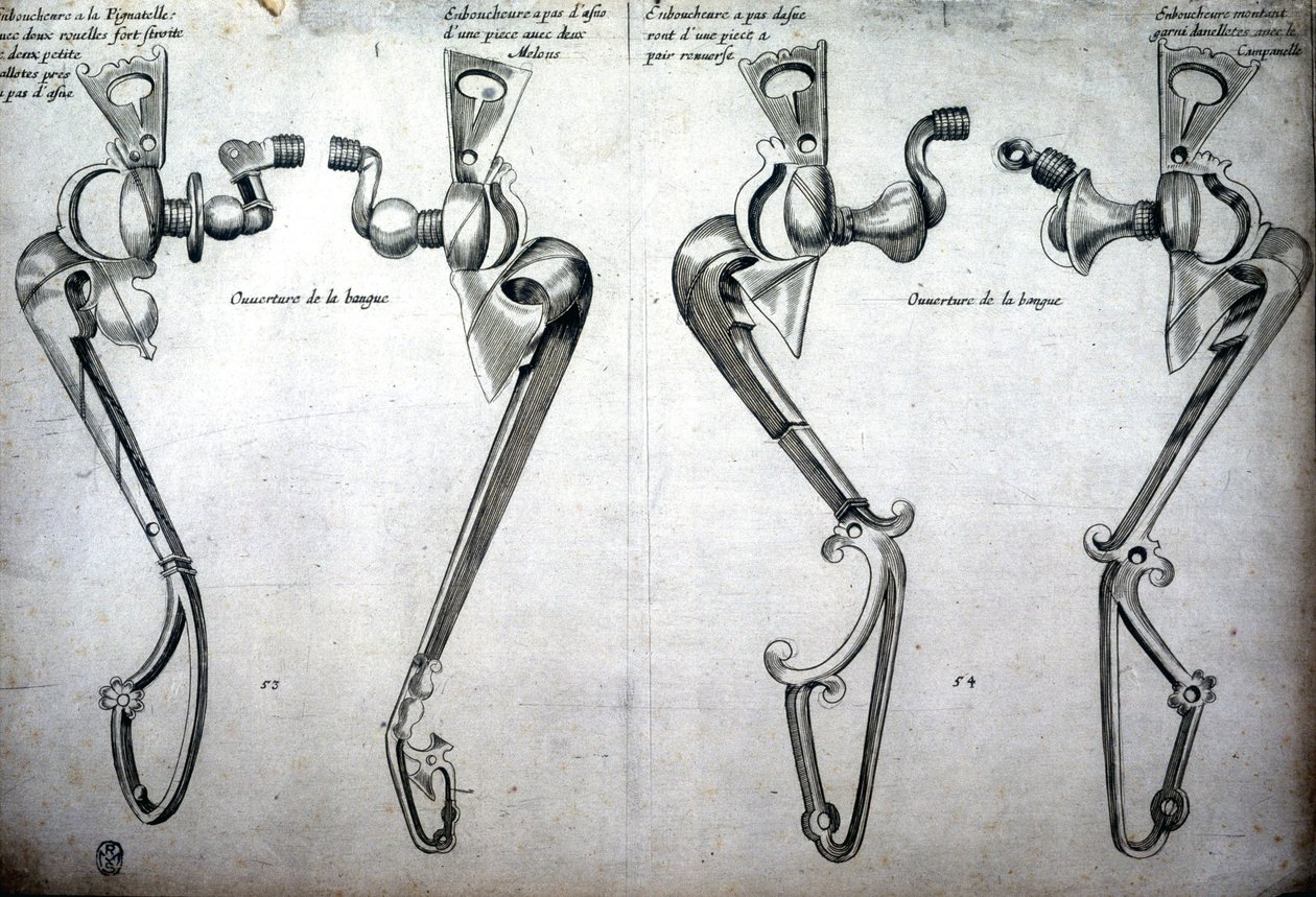 Zeichnung von Pferdegebissen von Unknown artist