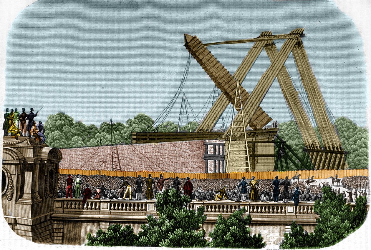 Errichtung des Obelisken von Luxor auf der Place de la Concorde. Paris, 25. Oktober 1836 von Unknown artist
