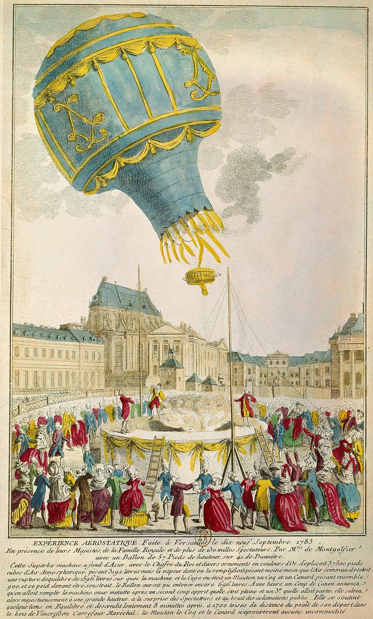 Erfahrung der Brüder Montgolfier am 19.09.1783 in Versailles von Unknown artist