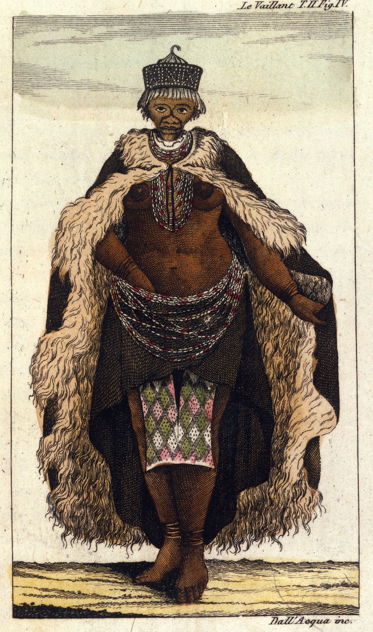 Weibliches Mitglied des südafrikanischen Stammes der Hottentotten, Gravur von 1820 von Unknown artist
