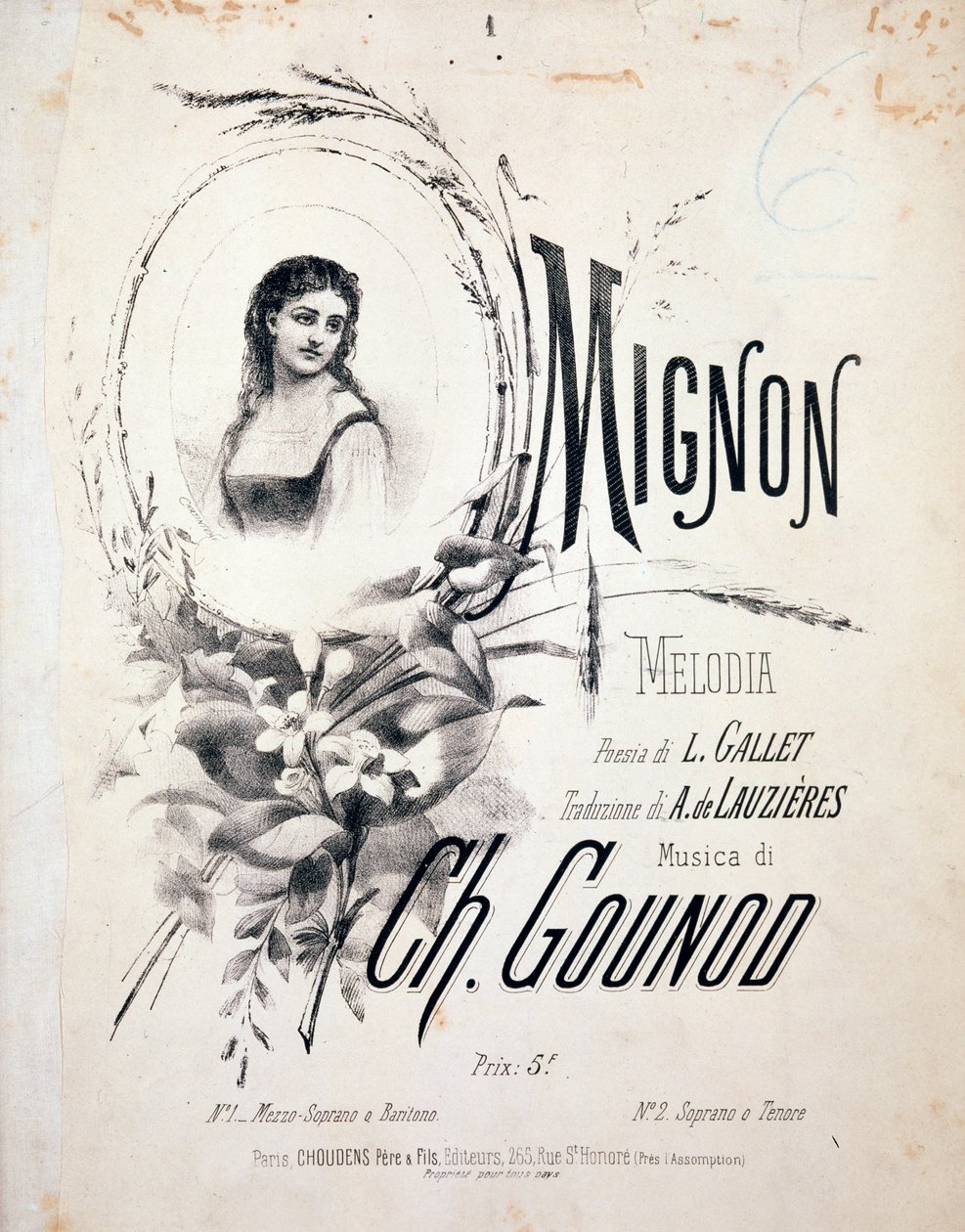 Frontispiz von Mignon, Melodie von Charles Gounod von Unknown artist