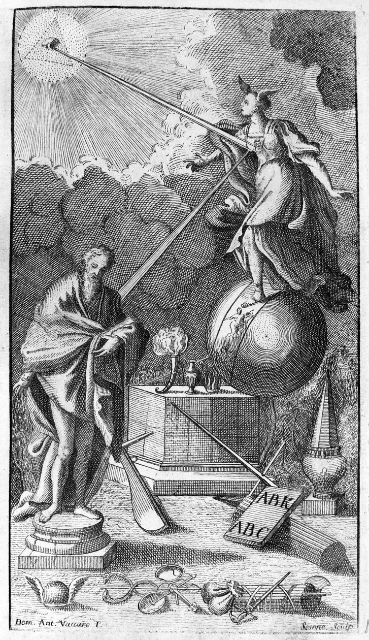 Giambattista Vico. Auch genannt Giovanni, Gian Battista, Jean Baptiste oder Jean-Baptiste. Antiporta (Falscher Titel) von „La Scienza Nuova“, Neapel 1744 von Unknown artist