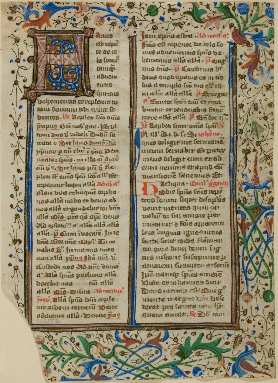 Illuminierte Initiale "H" aus einem Psalter oder Brevier von Unknown artist
