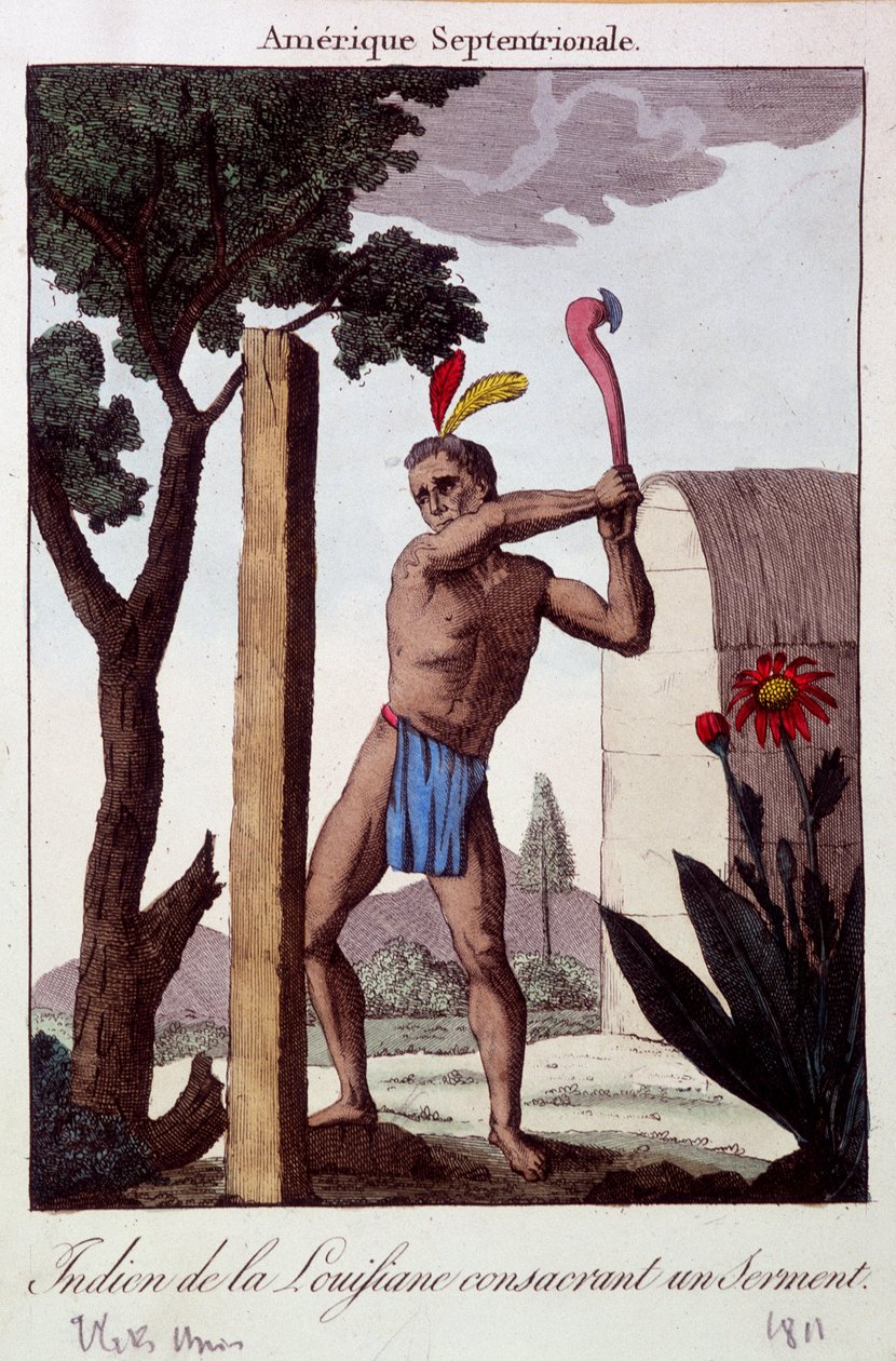 Indianer aus Louisiana schwört einen Eid (Gravur) von Unknown artist