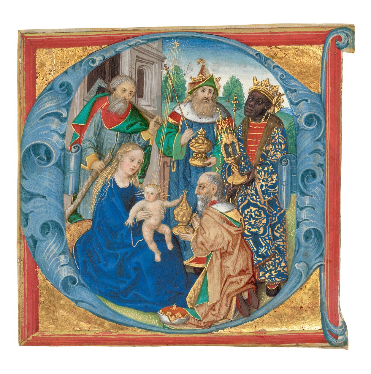 Initiale E: Die Anbetung der Könige von Unknown artist