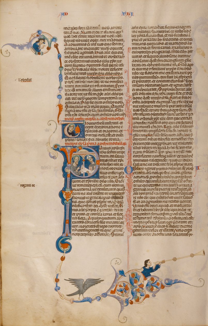 Initiale P: Der heilige Paulus übergibt einem Bischof einen Brief von Unknown artist