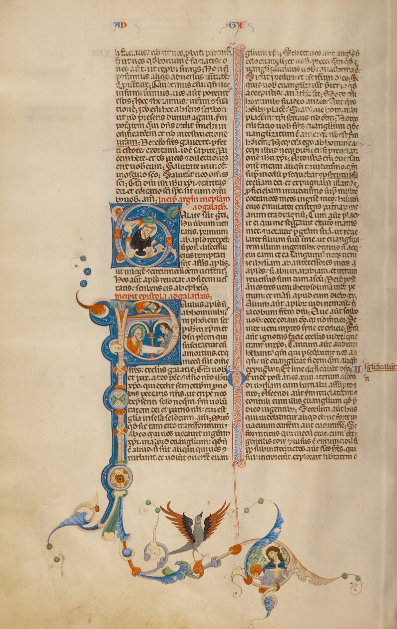 Initiale P: Heiliger Paulus übergibt einem Boten einen Brief von Unknown artist