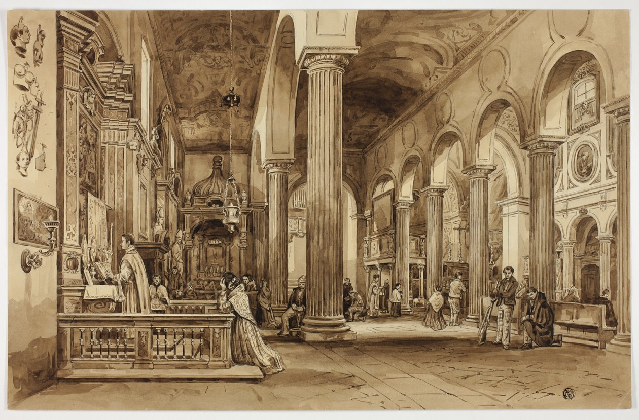 Innenraum einer Kathedrale in Süditalien von Unknown artist
