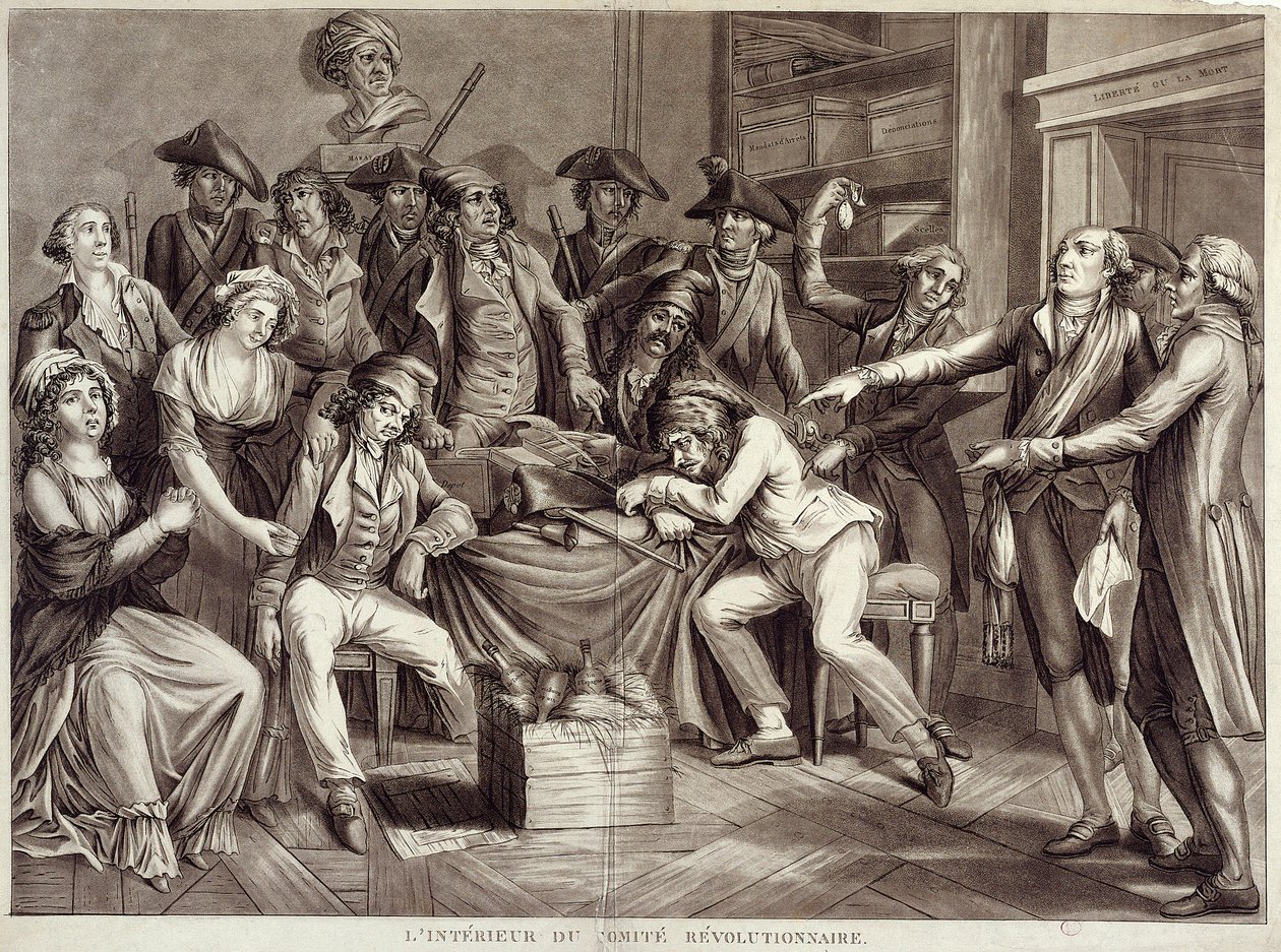 Innenraum des Revolutionären Komitees. Gravur des 18. Jahrhunderts. Paris, Musée Carnavalet von Unknown artist