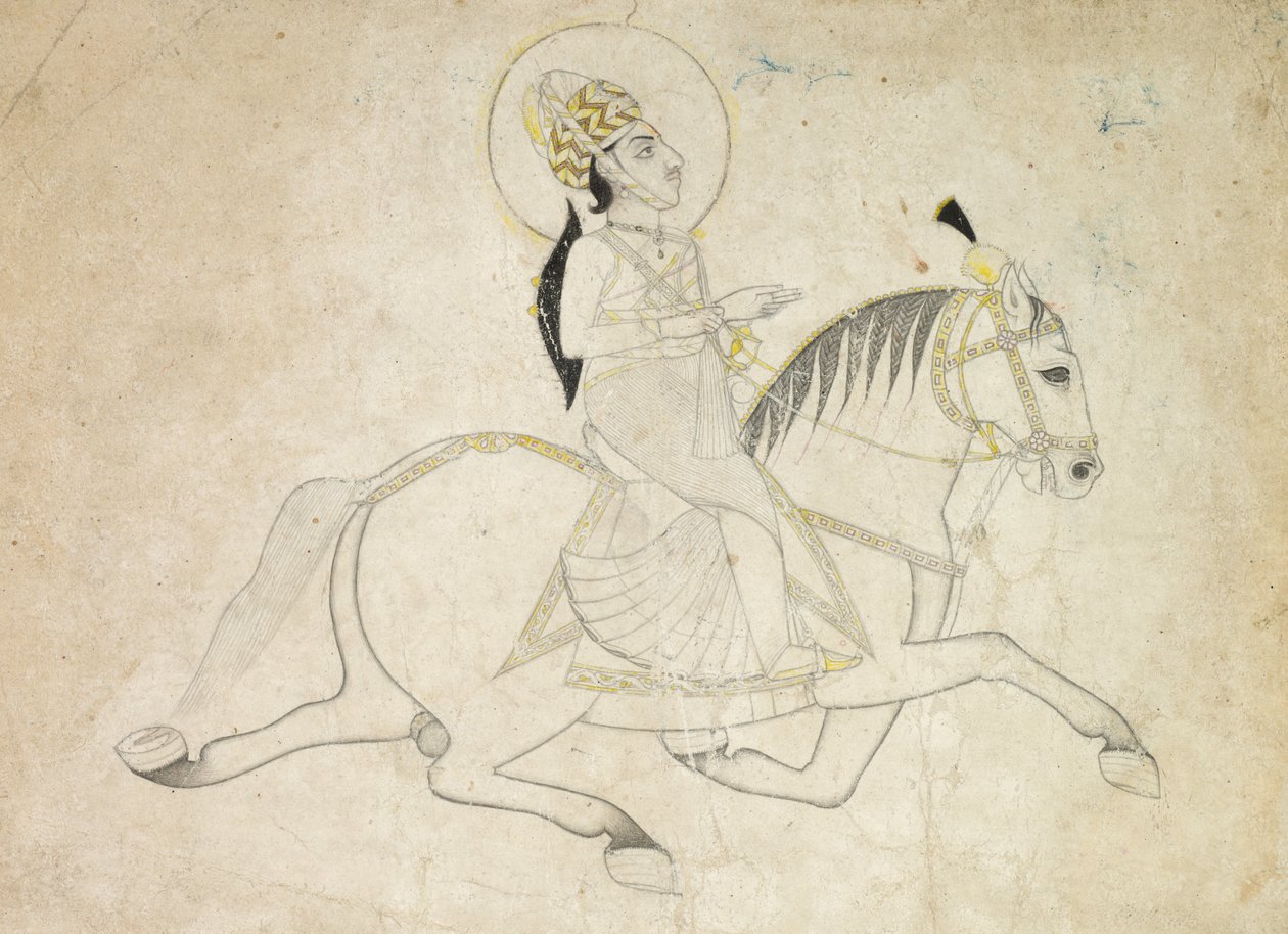 Jai Singh III von Jaipur (r. 1818-1835) reitend von Unknown artist
