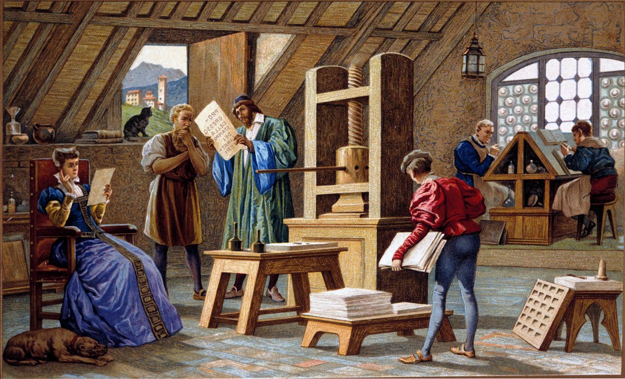 Johannes Gensfleisch Gutenberg (1400-1468), Erfinder der Druckerpresse (1438) von Unknown artist