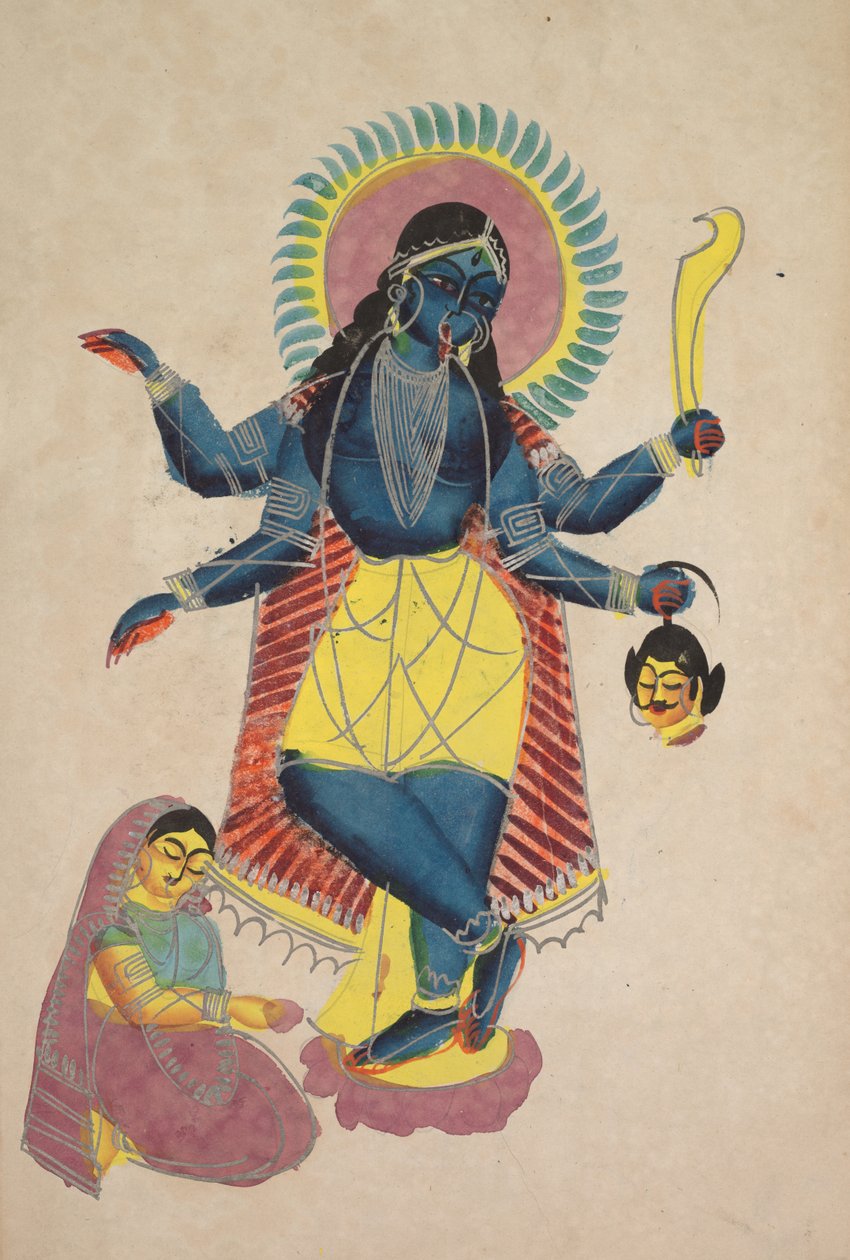 Krishna als Kali von Radha verehrt von Unknown artist
