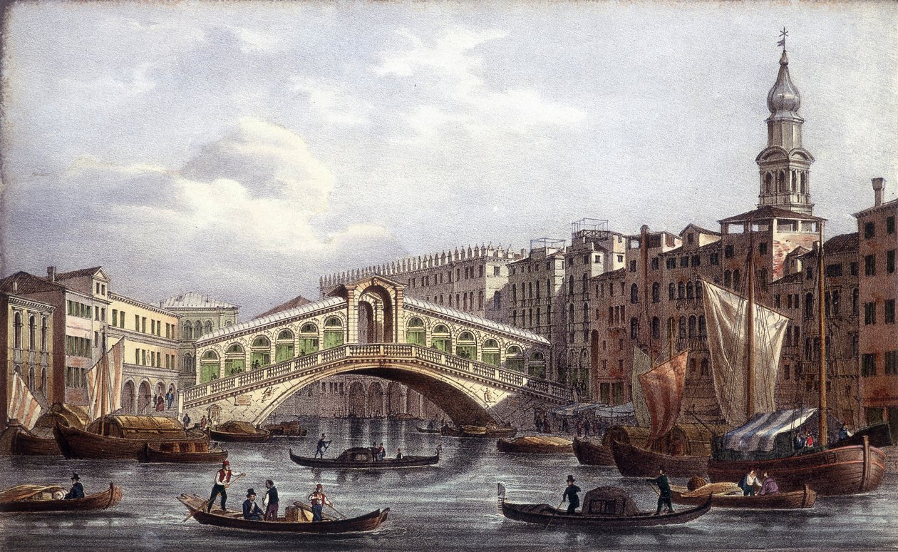 Die Rialtobrücke - in "Album der Hauptansichten von Venedig", illustriert von Marco Moro, Ed. Gio Brizeghel, ca. 1840 von Unknown artist