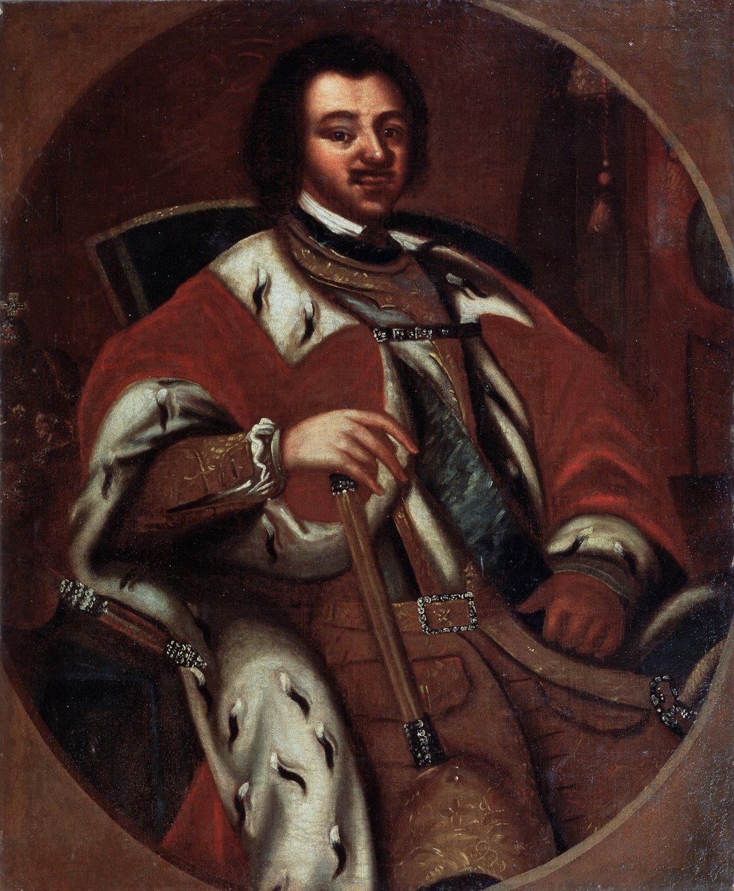 Der russische Kaiser Peter I. auf seinem Thron von Unknown artist