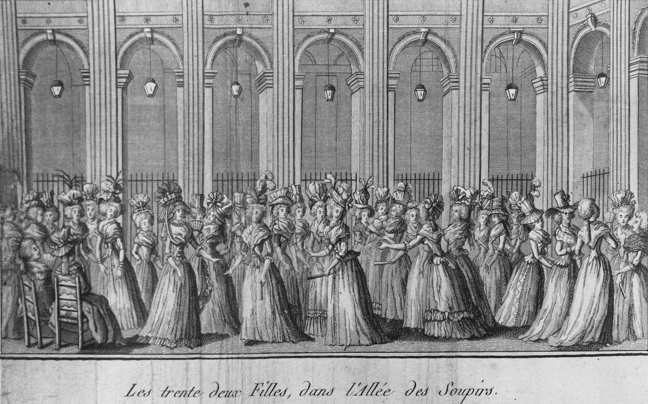 Die zweiunddreißig Mädchen in der Allee der Sipirs - in „Les filles du Palais Royal“, Frontispiz, Band I, ed. London von Unknown artist