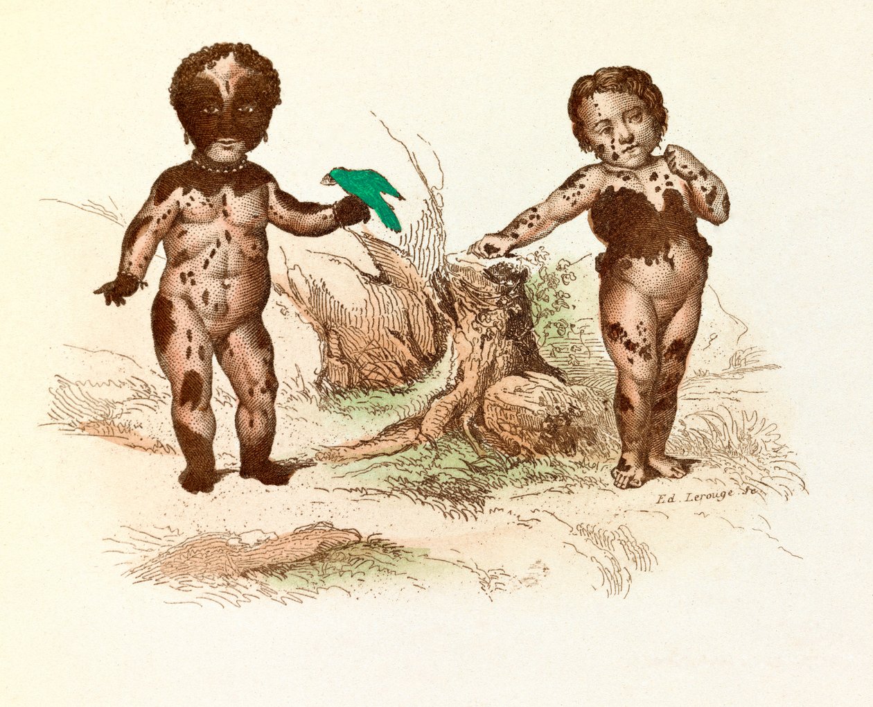 Kleines Mädchen mit behaarten Flecken (Gravur) von Unknown artist
