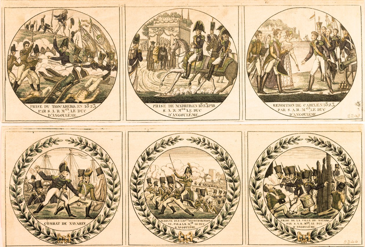 Louis Antoine von Bourbon, Herzog von Angoulême (Louis de France oder Louis XIX) (1775-1884) während der spanischen Expedition von 1823: Einnahme des Trocadero, Einnahme von Madrid, Kapitulation von Cádiz, Schlacht von Navarin, hinter den Spaniern vor Barc von Unknown artist
