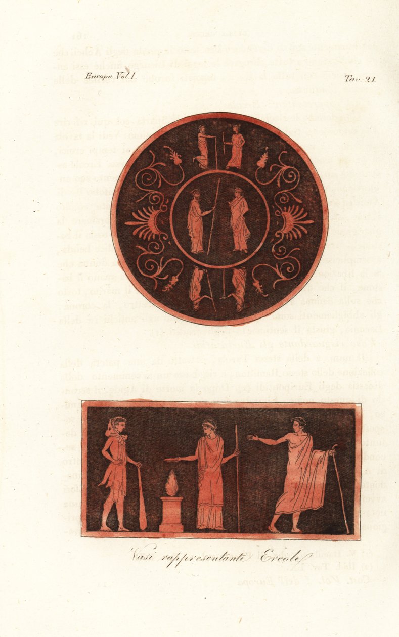 Lysander und Agesilaus II. von Sparta (oben) und Herkules im Löwenfell mit Keule bei einem Opfer mit Deiphobus, König von Amiclea in Lakonien, und seiner Frau (unten) von Unknown artist