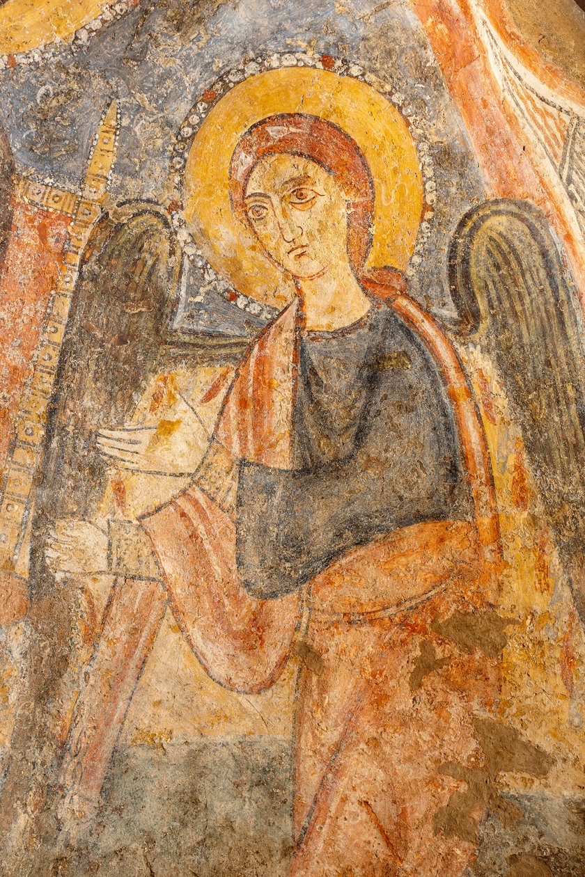Madonna und Kind zwischen den Erzengeln, Detail des rechten Erzengels von Unknown artist
