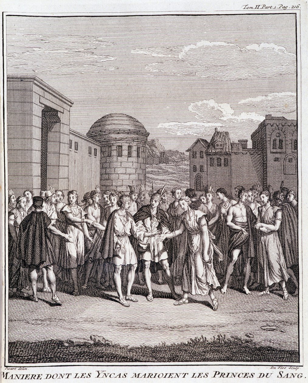 Wie die Inkas die Prinzen des Blutes heiraten - in „Historische Reise durch Südamerika im Auftrag des Königs von Spanien“ von Don Georges Juan & Don Antoine de Ulloa, T.II, ed. Jombert, Librairie du Roi, Paris von Unknown artist