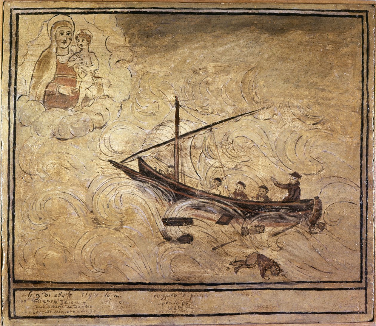 Mann am Meer. Votivbild aus dem 16. Jahrhundert aus der Kirche Madonna dell