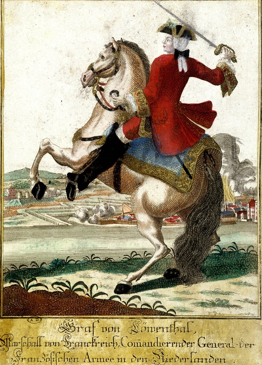 Marschall Löwendahl (1700-1755) in der Schlacht bei Fontenoy, Belgien von Unknown artist