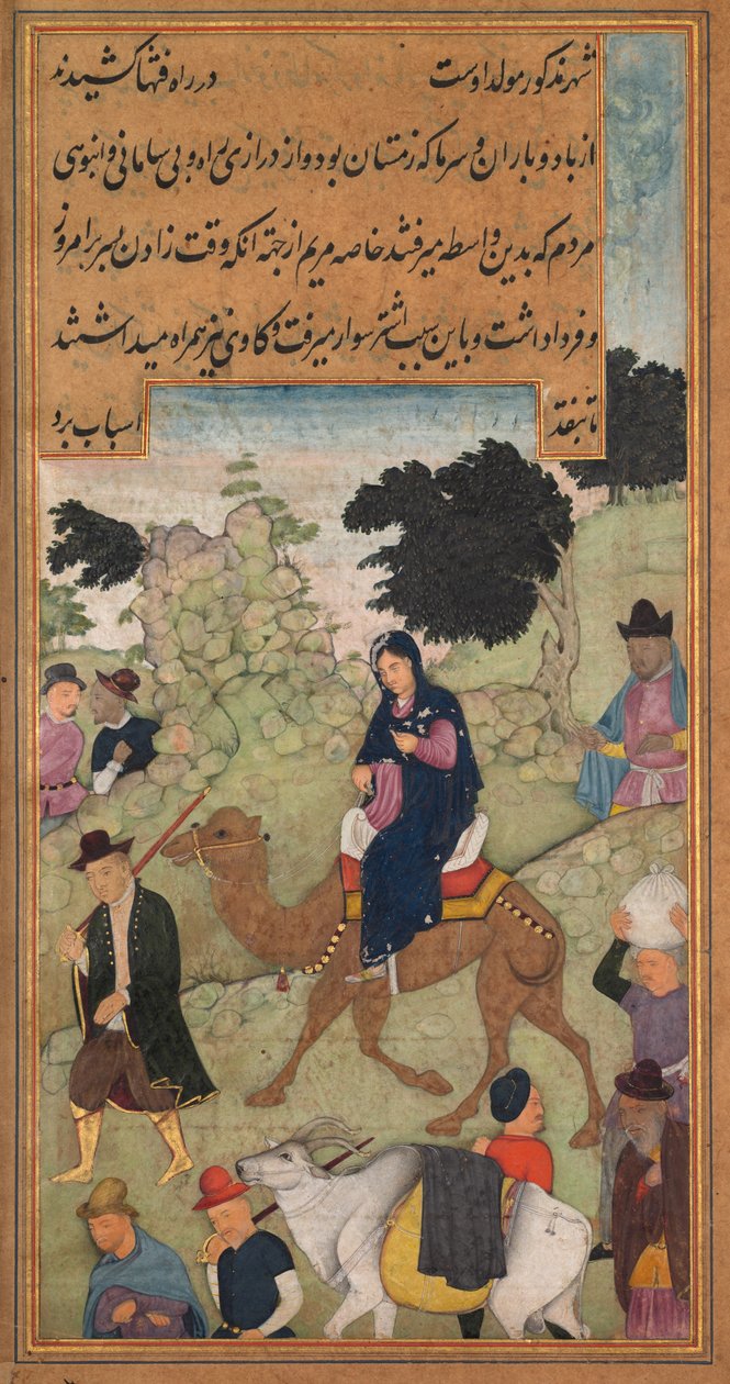 Maria und Josef reisen nach Bethlehem, aus einem Spiegel der Heiligkeit (Mir’at al-quds) von Pater Jerome Xavier von Unknown artist