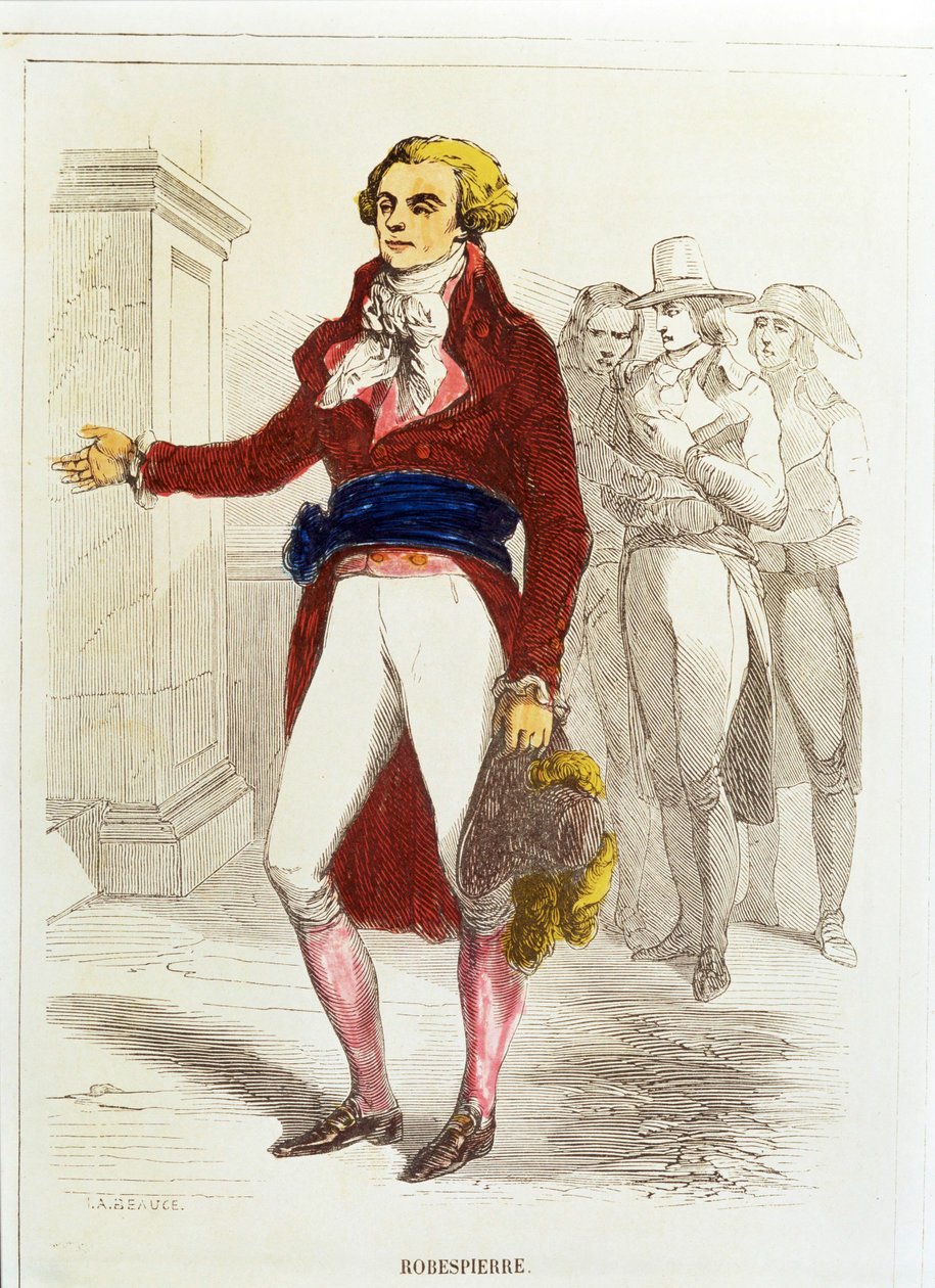Maximilien Robespierre, handkolorierte Radierung von Unknown artist