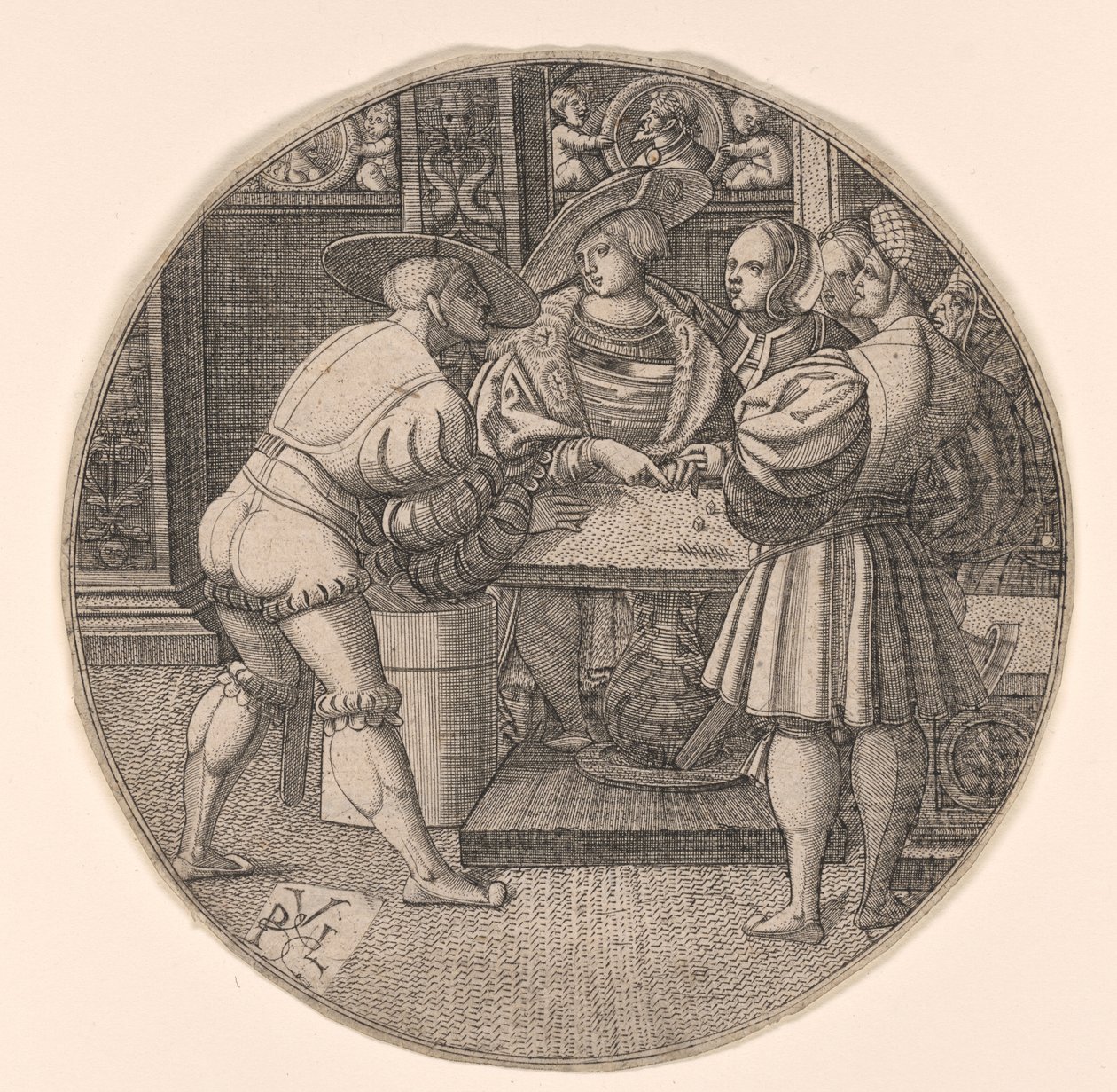 Männer beim Würfelspiel von Unknown artist