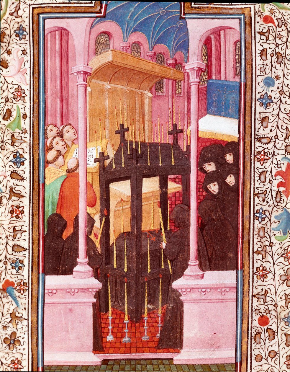 Miniatur-Begräbnisszene aus „Die Stunden von Eduard I. (Duarte) von Portugal (1391-1438)“ 15. Jahrhundert Lissabon, Torre do Tombo von Unknown artist