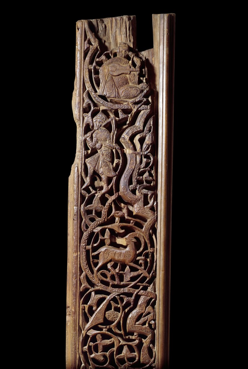 Orientalische Kunst: geschnitztes Holzpaneel. 13. Jahrhundert. Detail. Paris, Louvre Museum von Unknown artist
