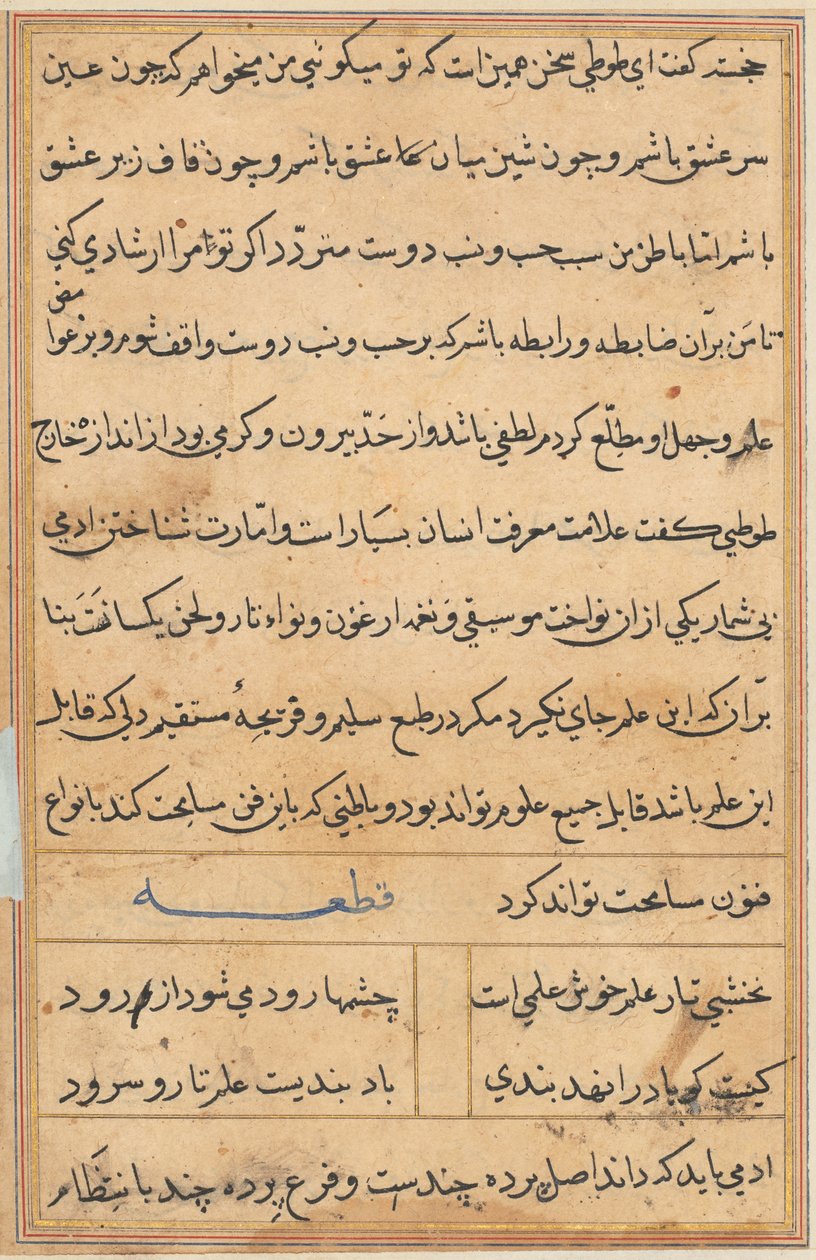 Seite aus Geschichten eines Papageis (Tuti-nama): Textseite von Unknown artist