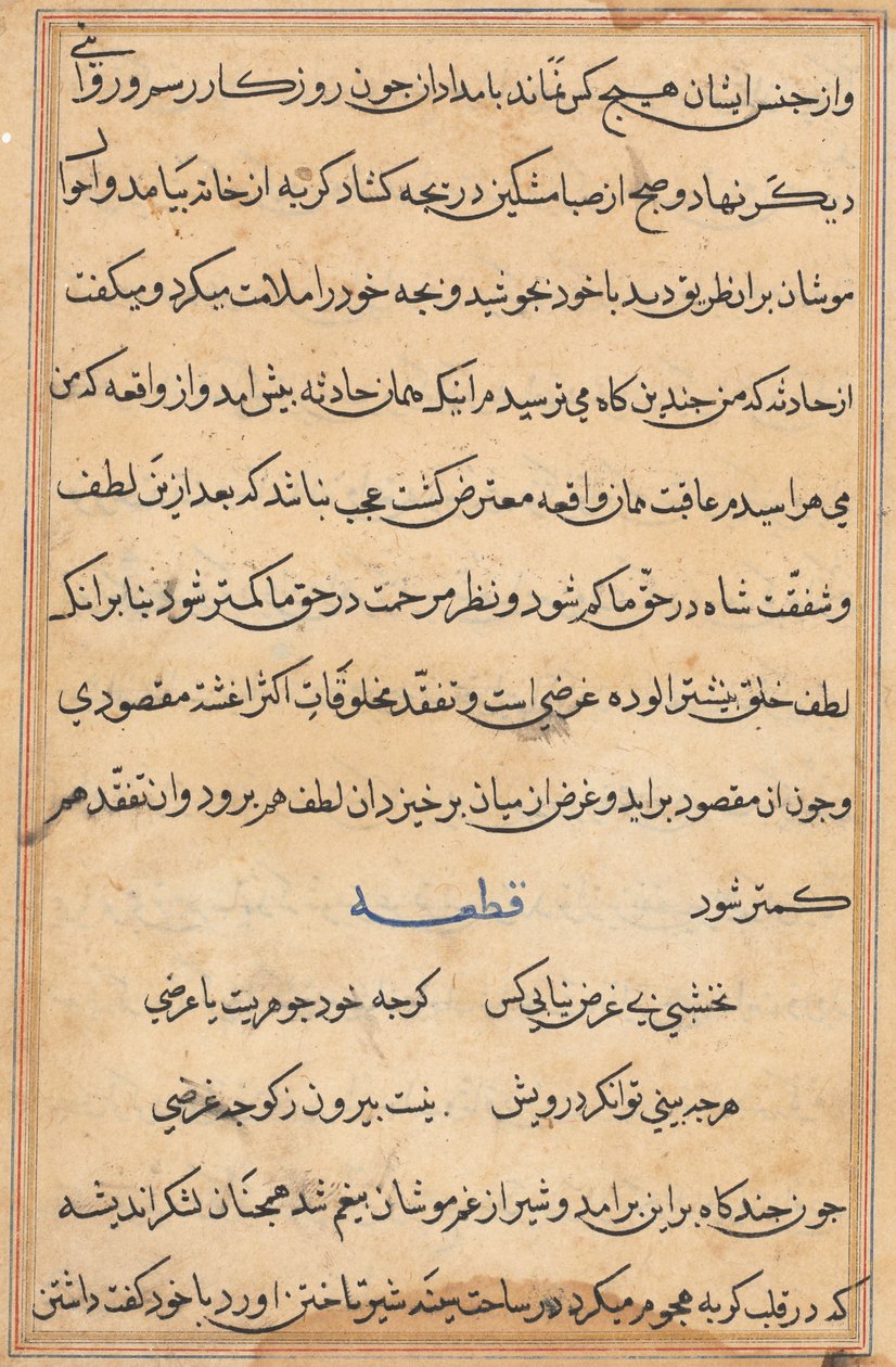 Seite aus Geschichten eines Papageis (Tuti-nama): Textseite von Unknown artist
