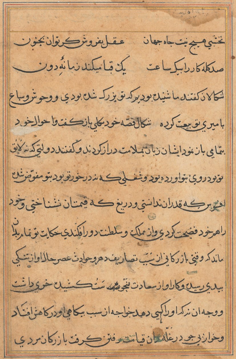 Seite aus Geschichten eines Papageis (Tuti-nama): Textseite von Unknown artist