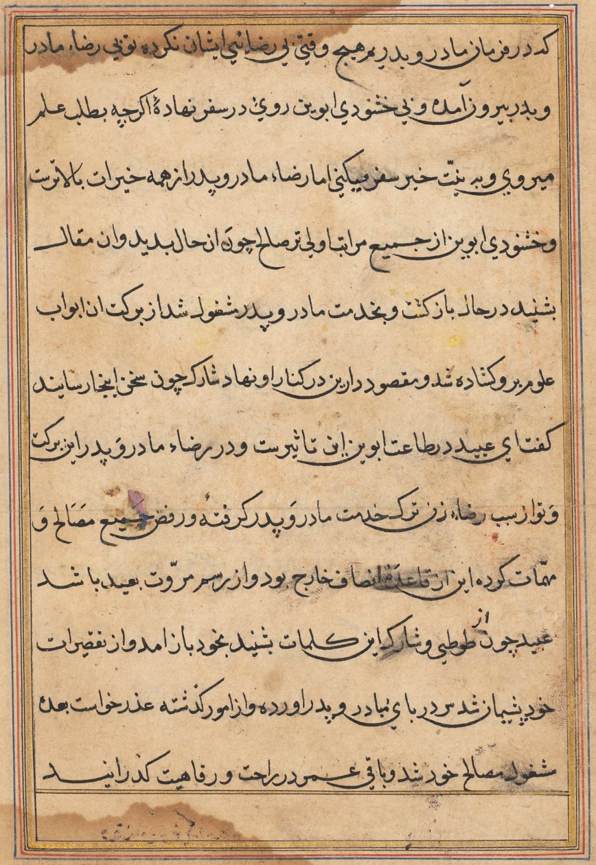 Seite aus Geschichten eines Papageis (Tuti-nama): Textseite von Unknown artist