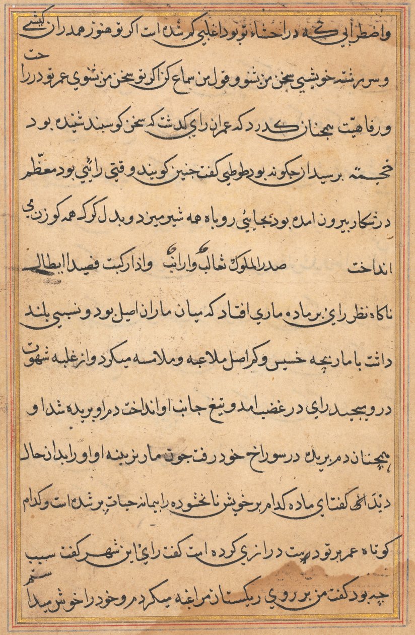 Seite aus Geschichten eines Papageis (Tuti-nama): Textseite von Unknown artist