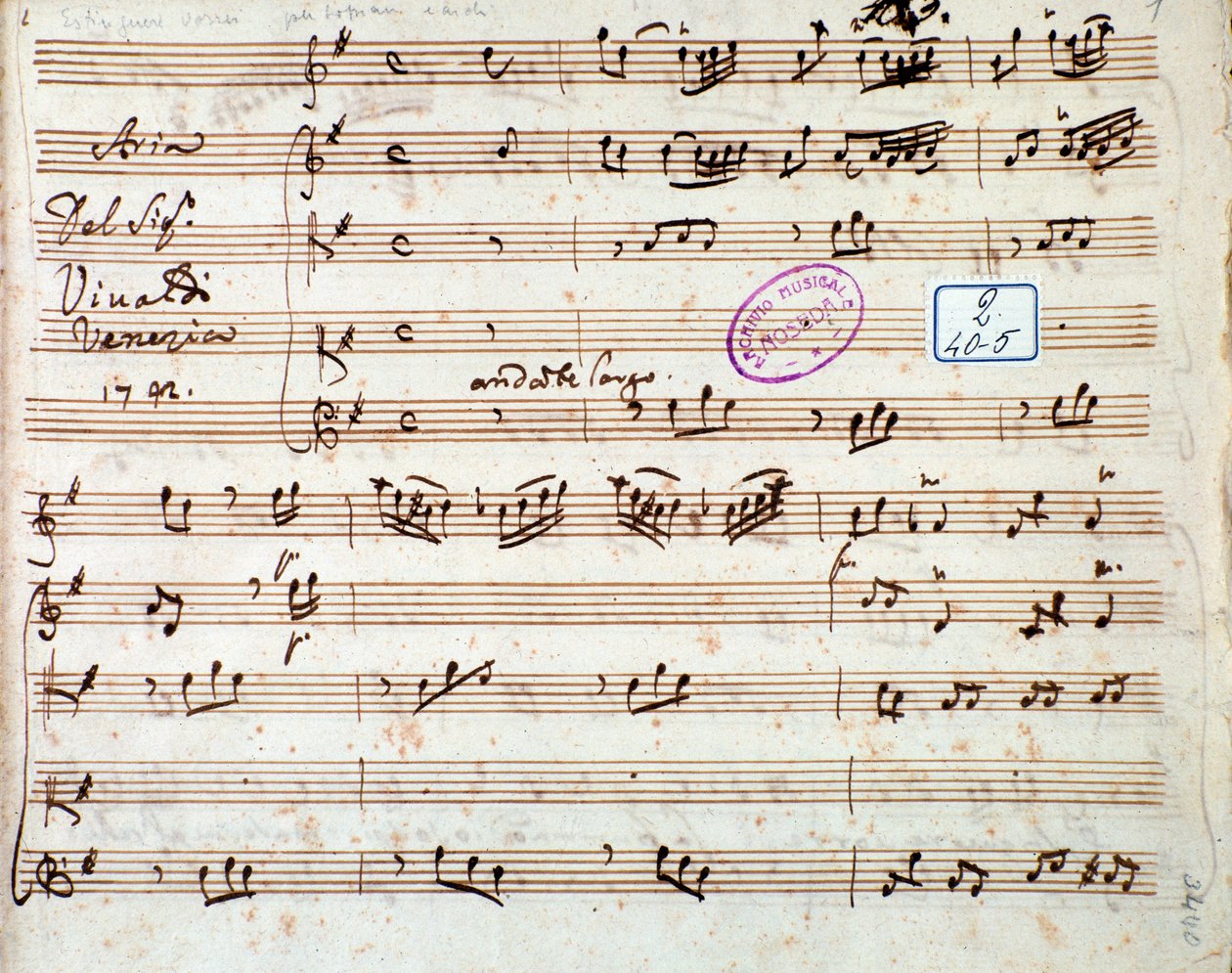 Seite der Partitur von Estinguere vorrei Arie in der Oper Griselda von Antonio Vivaldi von Unknown artist