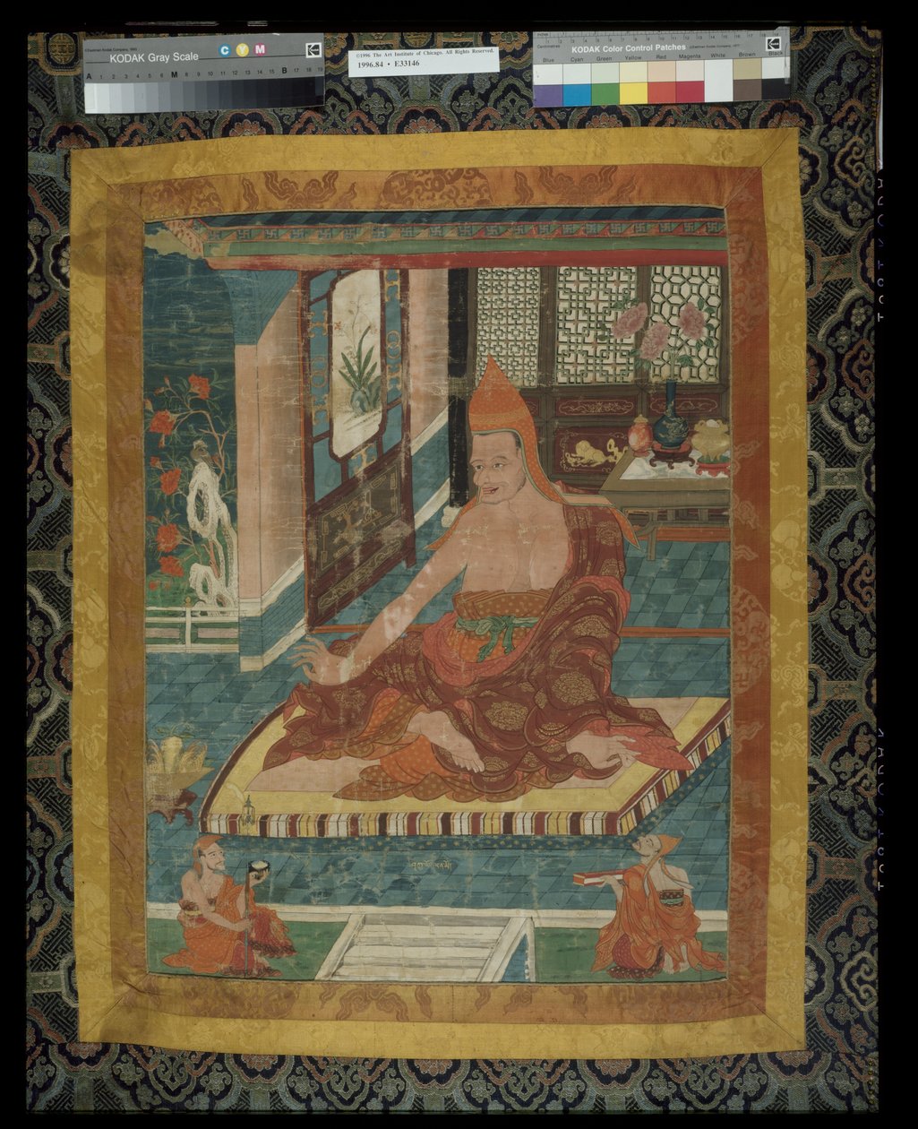Gemaltes Banner (Thangka) des Porträts von Sakya Pandita (1132 - 1251) von Unknown artist