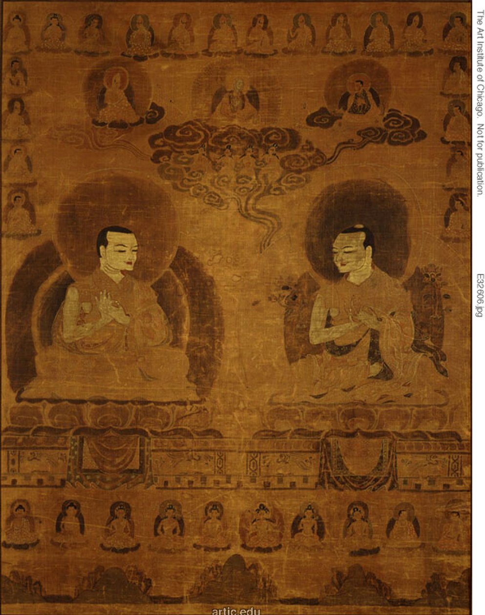 Gemaltes Banner (Thangka) der Sakyapa-Linie Lehrer von Unknown artist