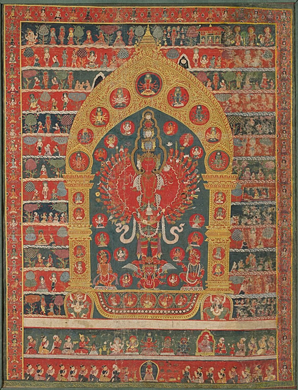 Gemaltes Banner (Thangka) der Avalokiteshvara-Inkarnation des Regengottes Rato Matsyendranatha von Unknown artist