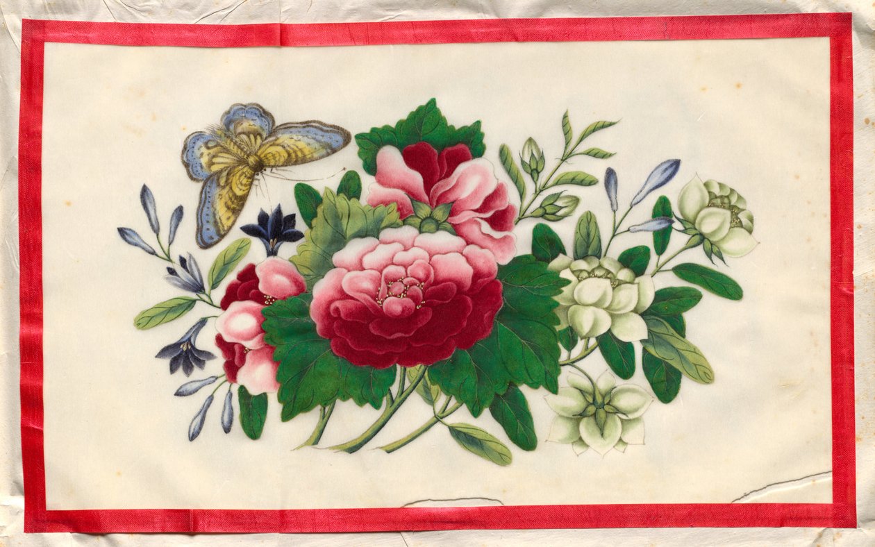 Malerei Neun aus dem illustrierten Buch der Blumen und Schmetterlinge von Unknown artist
