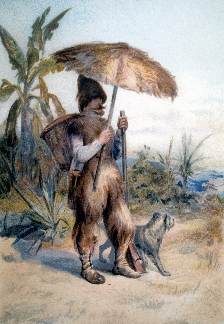 Aufführung von Robinson Crusoe, Figur des gleichnamigen Romans von Daniel Defoe von Unknown artist
