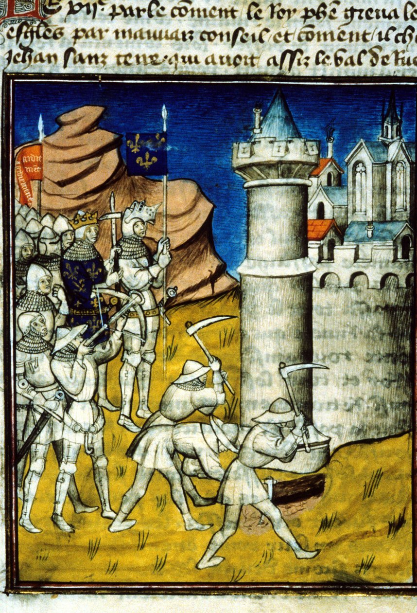 Philipp II August (1165-1223) in Chinon - Miniatur in „Grandes Chroniques de Saint-Denis“, Ende des 14. Jahrhunderts. (ref. 512, 237r) Genehmigung der Stadtbibliothek Toulouse erforderlich (tel: 05 62 27 66 66) von Unknown artist