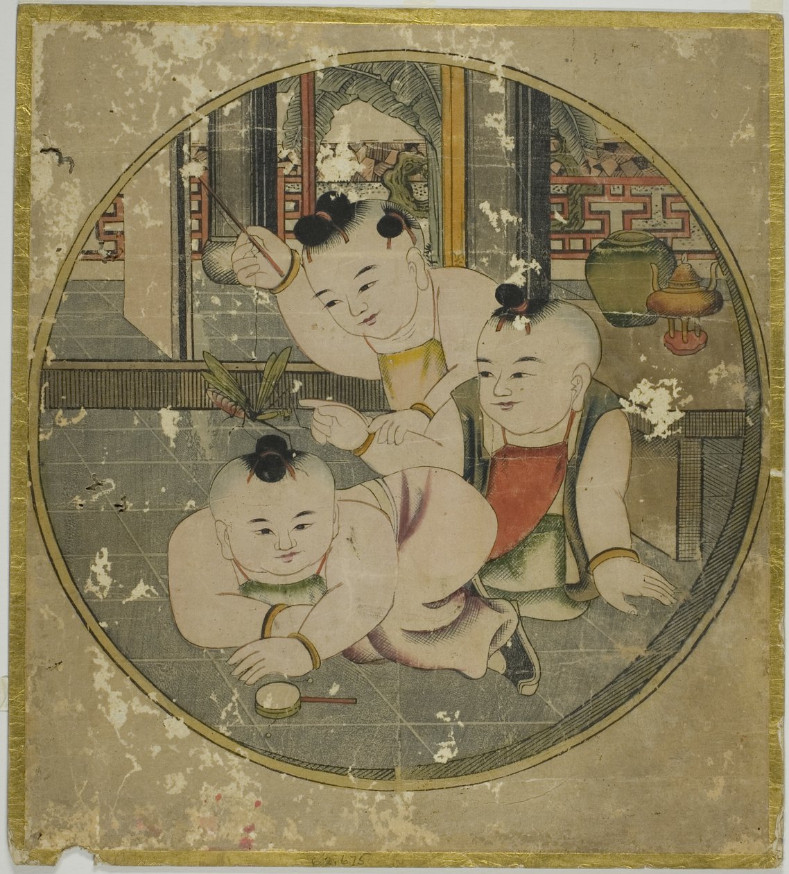 Bild von Mantis und drei Kindern (Tourou sandou zu) von Unknown artist