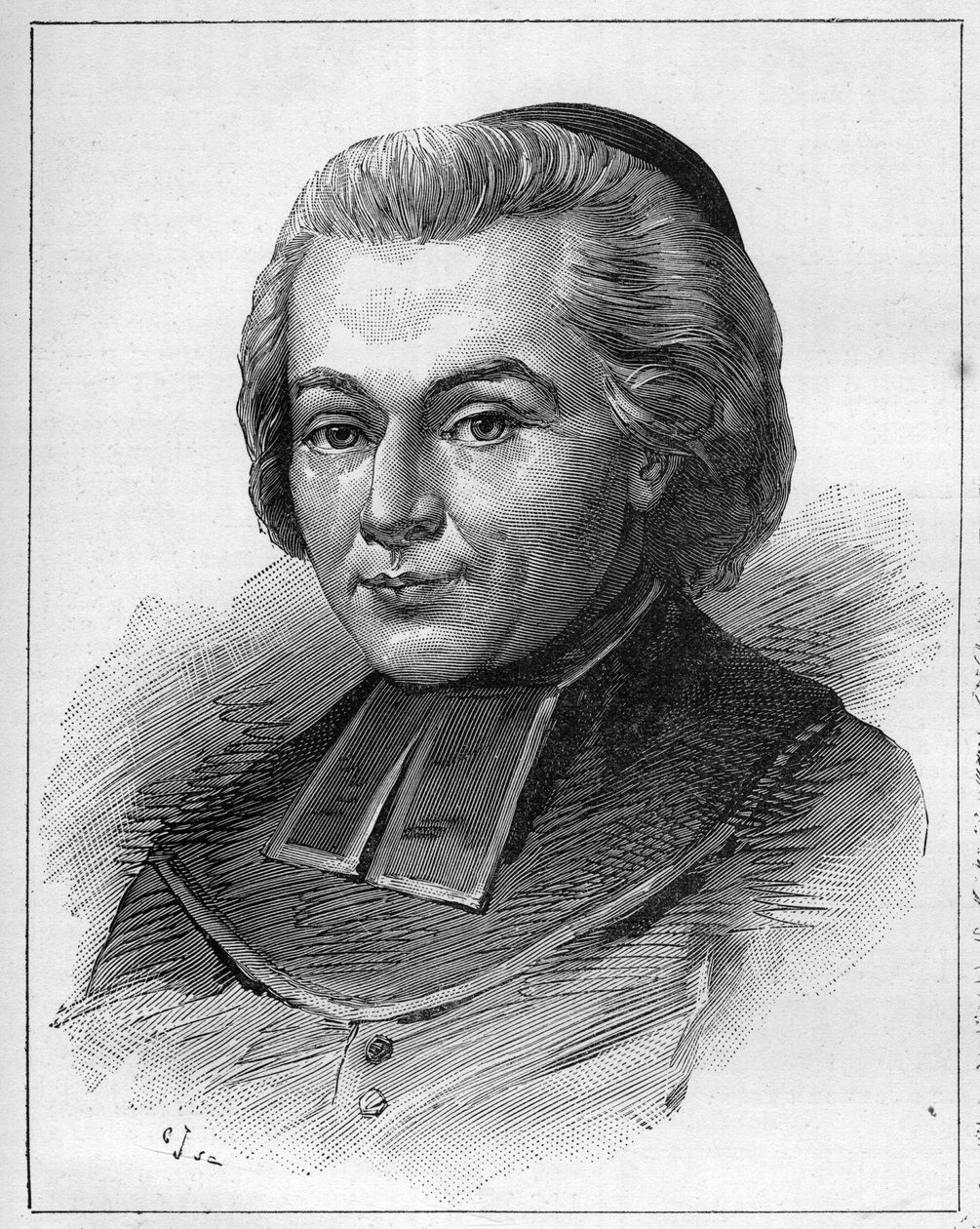 Porträt von Abbe Fabre oder Jean-Baptiste (Jean Baptiste) Fabre (1727-1783), einem französischen Geistlichen und Schriftsteller. Gravur in „Le Monde Illustré“ von Unknown artist