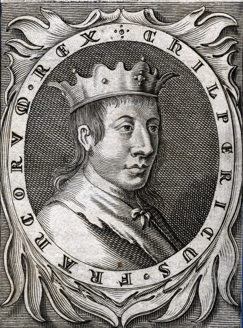 Porträt von Chilperich II. (ca. 670-721), König von Neustrien. Gravur des 18. Jahrhunderts. von Unknown artist