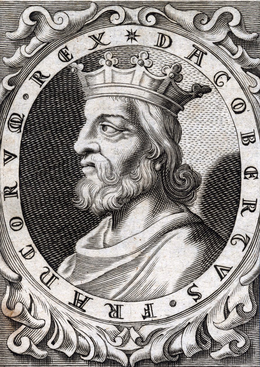 Porträt von Dagobert I. (? - 639), König der Franken, Dynastie der Merowinger. Gravur des 18. Jahrhunderts von Unknown artist